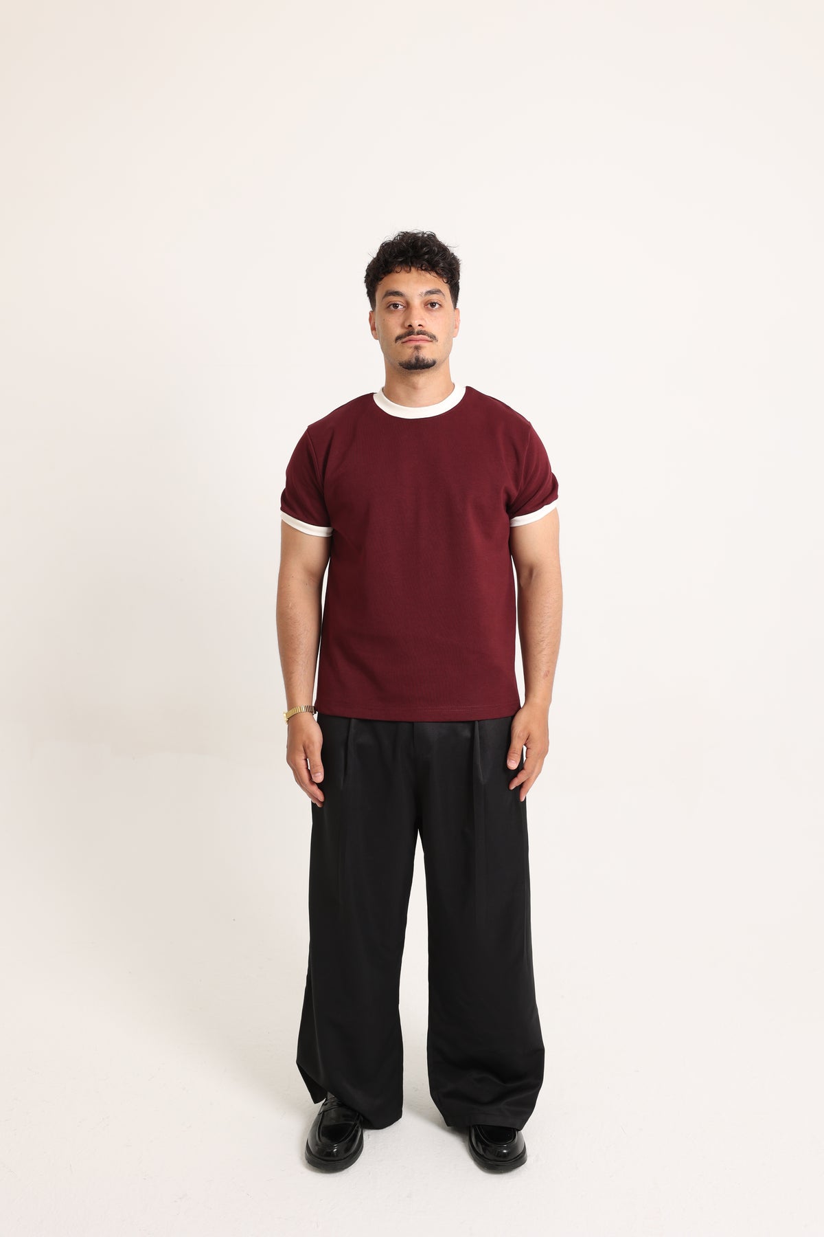 Ringer Tee Burgundy x White