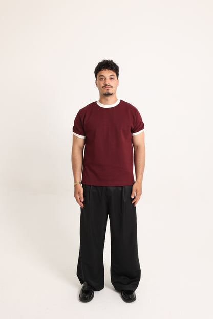 Ringer Tee Burgundy x White