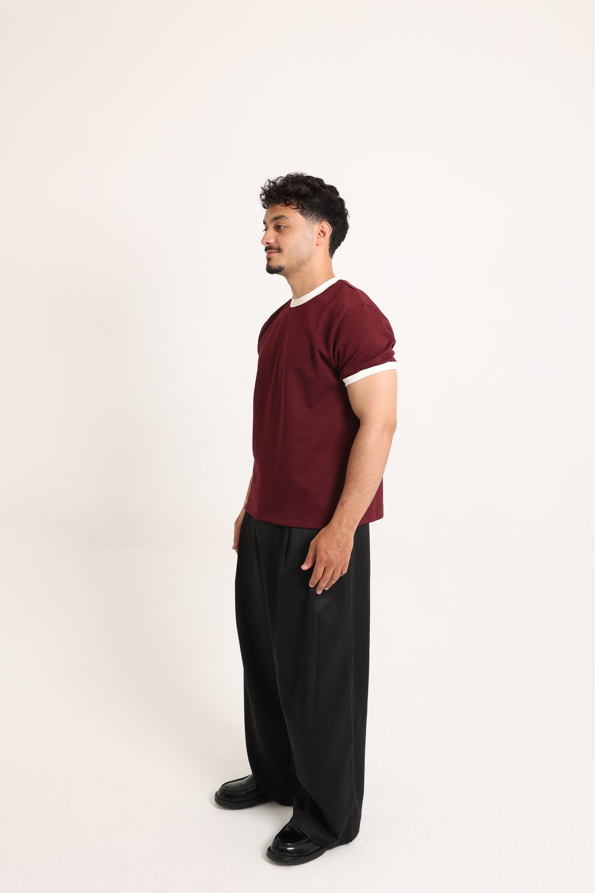 Ringer Tee Burgundy x White