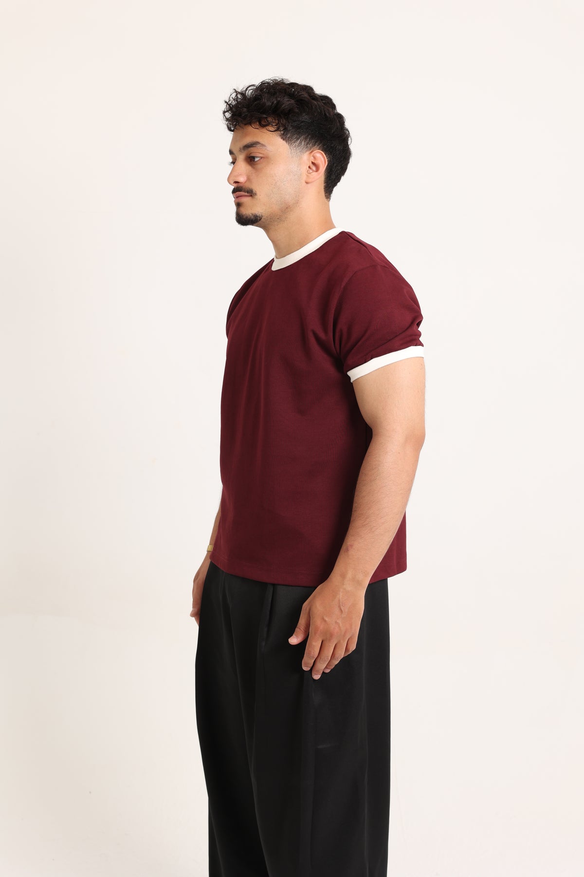 Ringer Tee Burgundy x White
