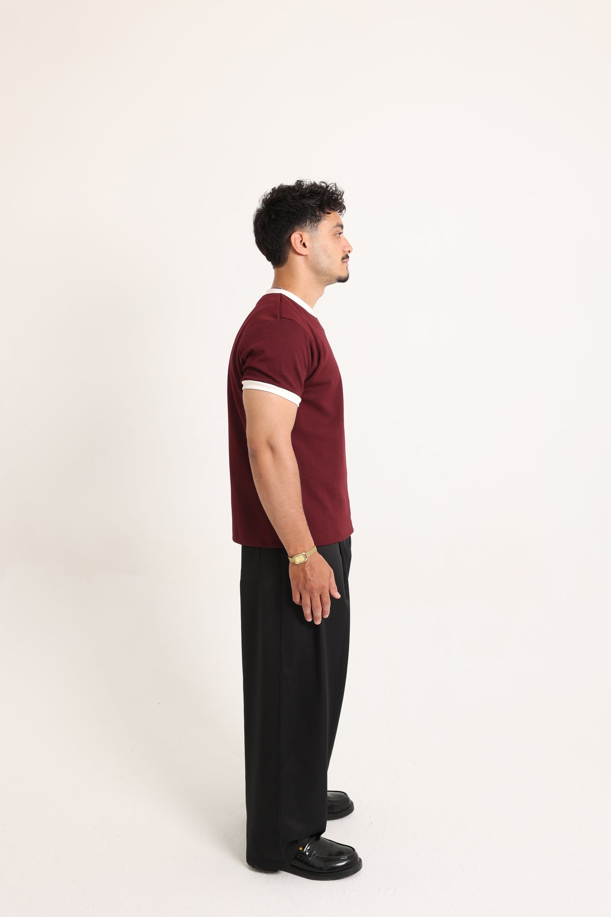 Ringer Tee Burgundy x White