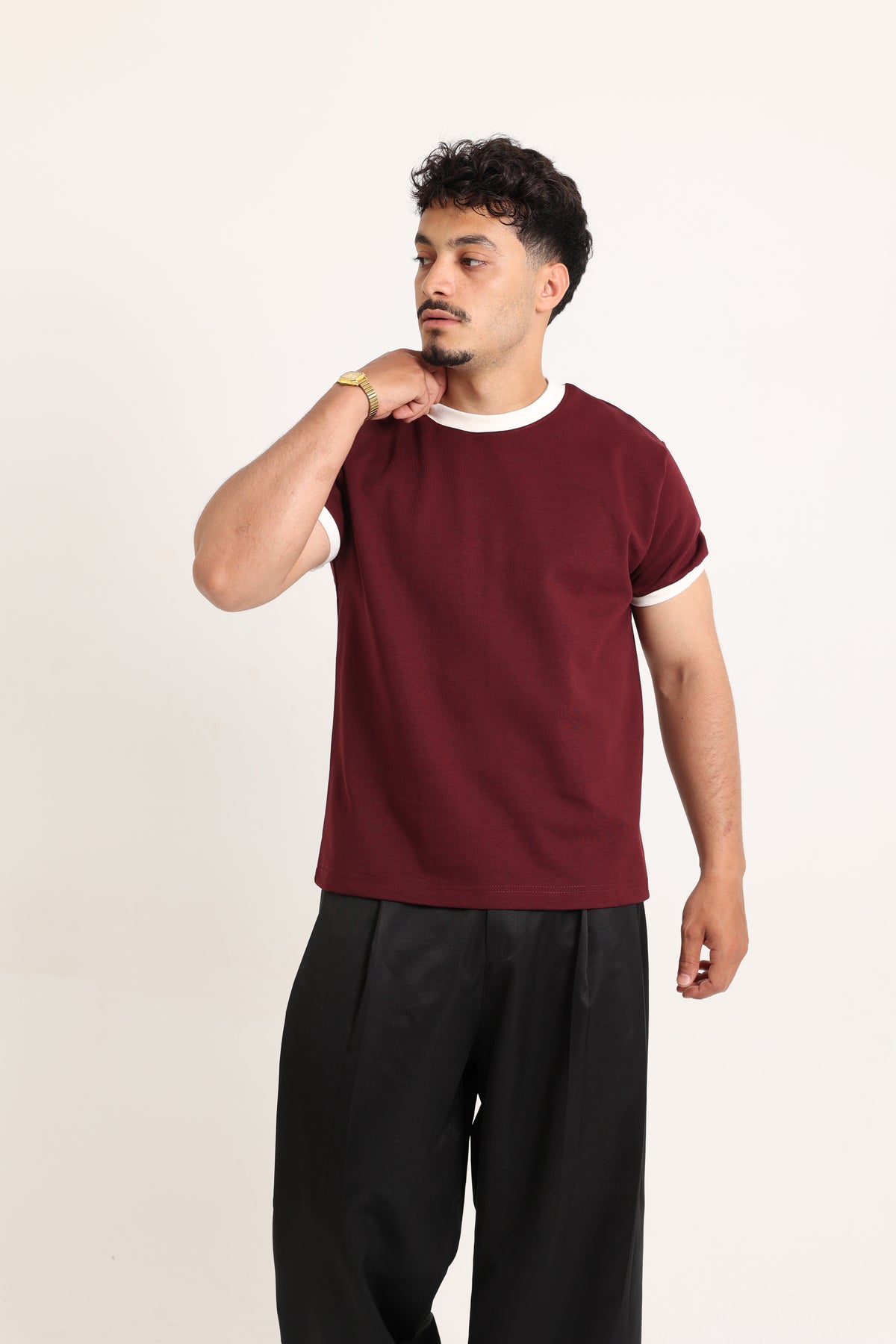 Ringer Tee Burgundy x White