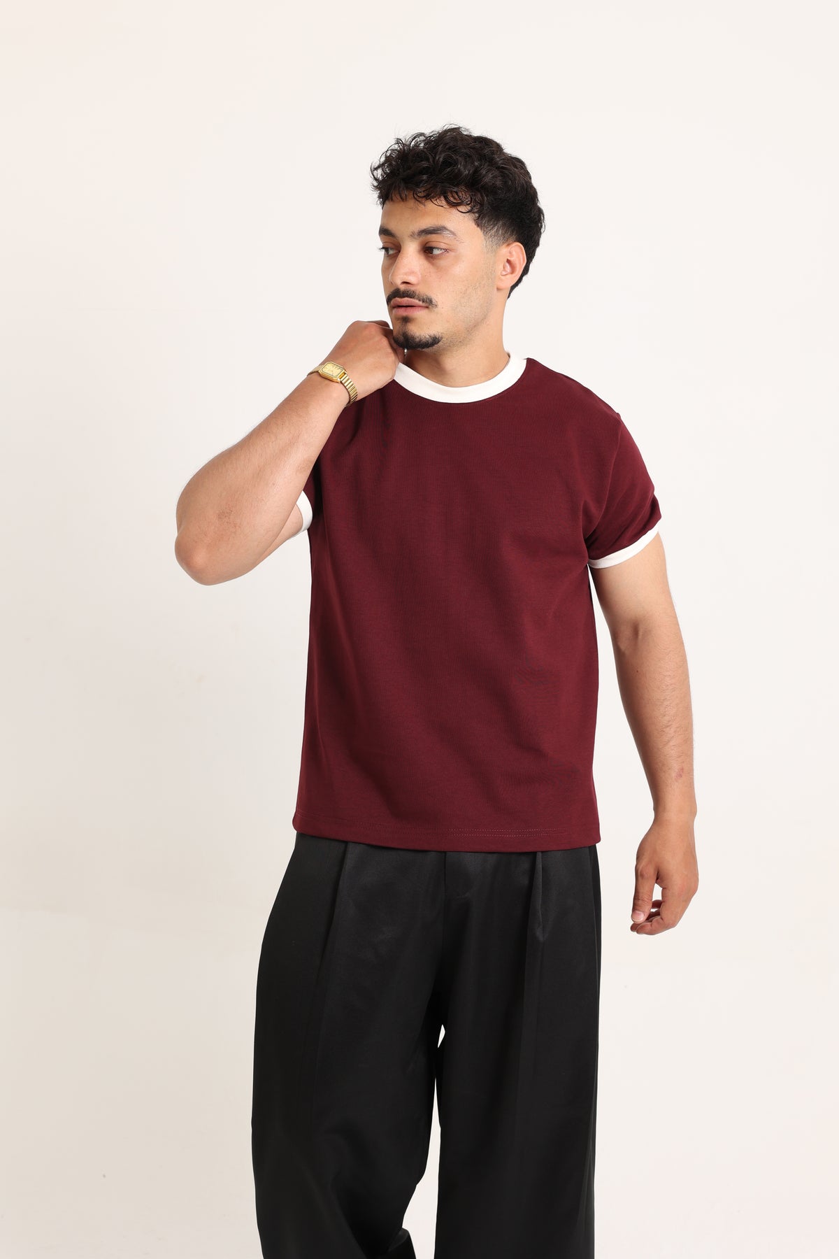 Ringer Tee Burgundy x White