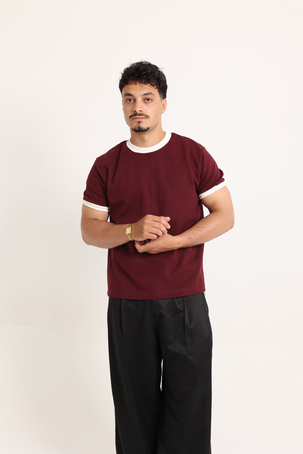 Ringer Tee Burgundy x White