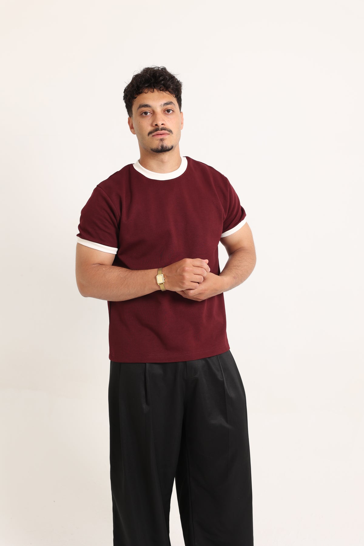 Ringer Tee Burgundy x White