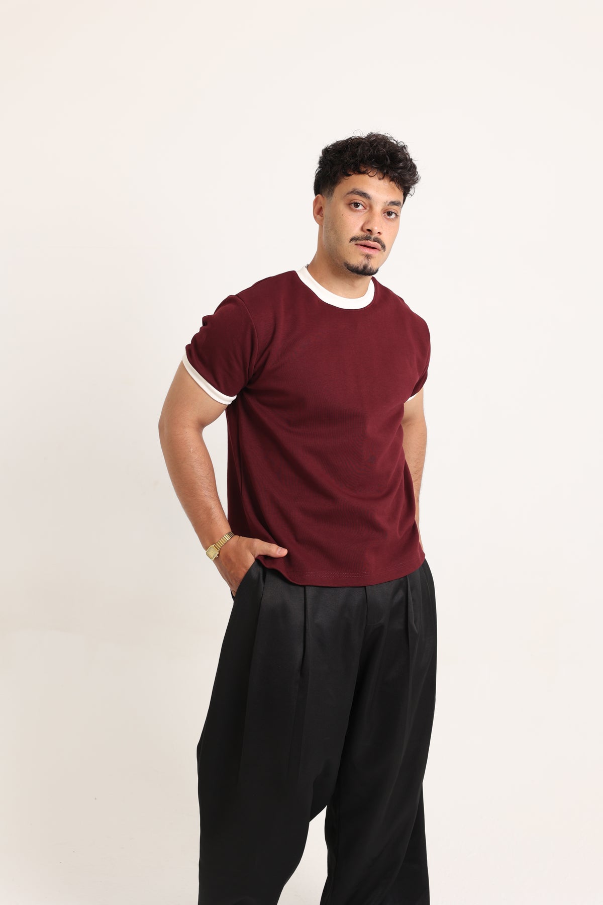Ringer Tee Burgundy x White