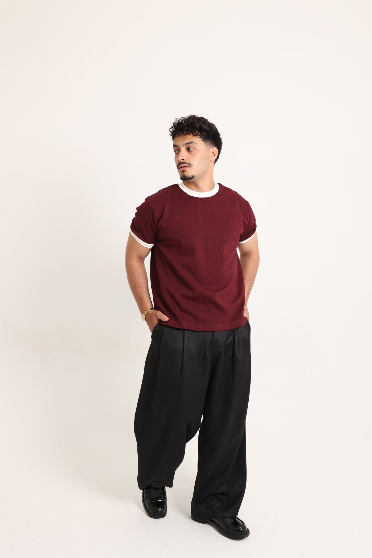 Ringer Tee Burgundy x White