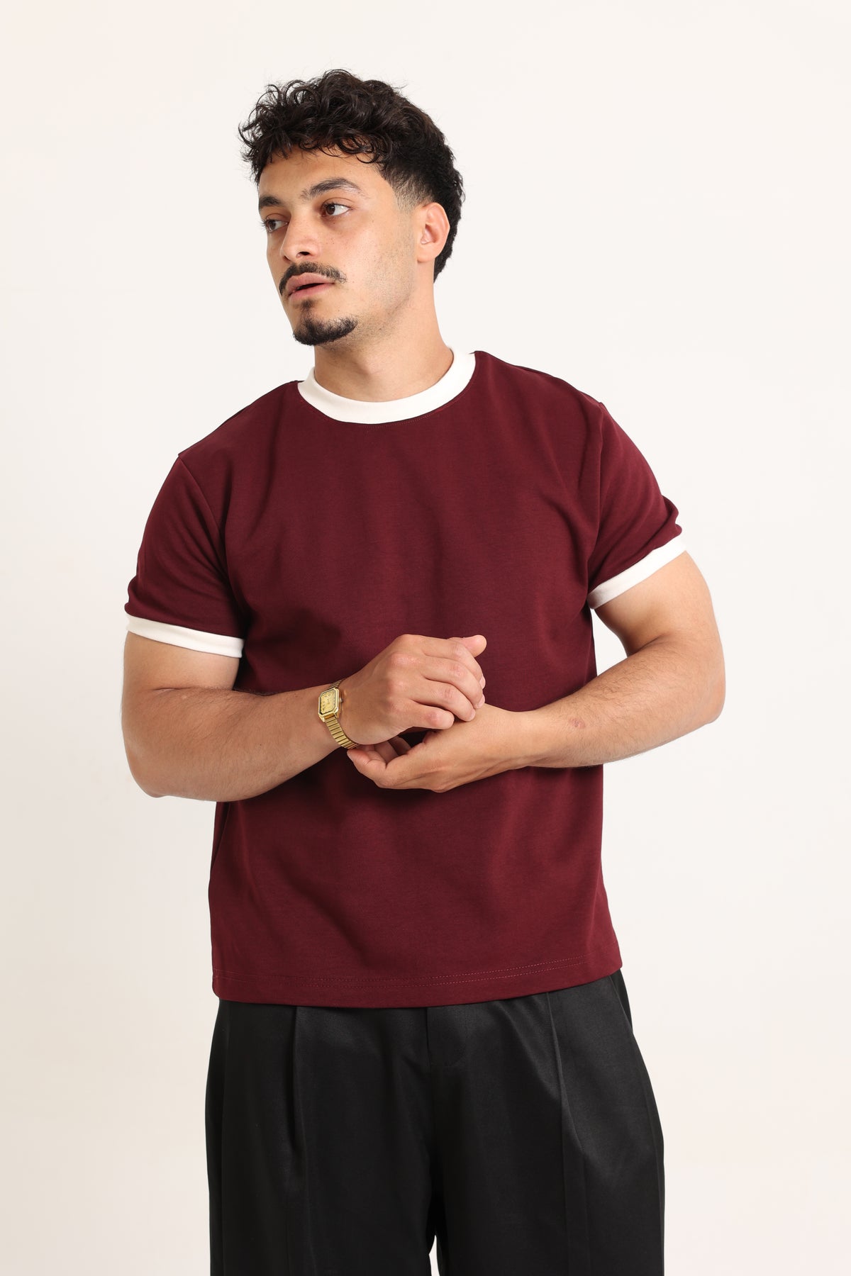 Ringer Tee Burgundy x White