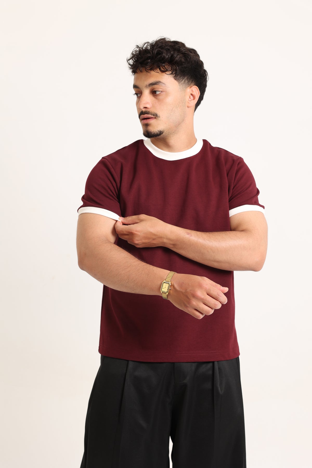Ringer Tee Burgundy x White