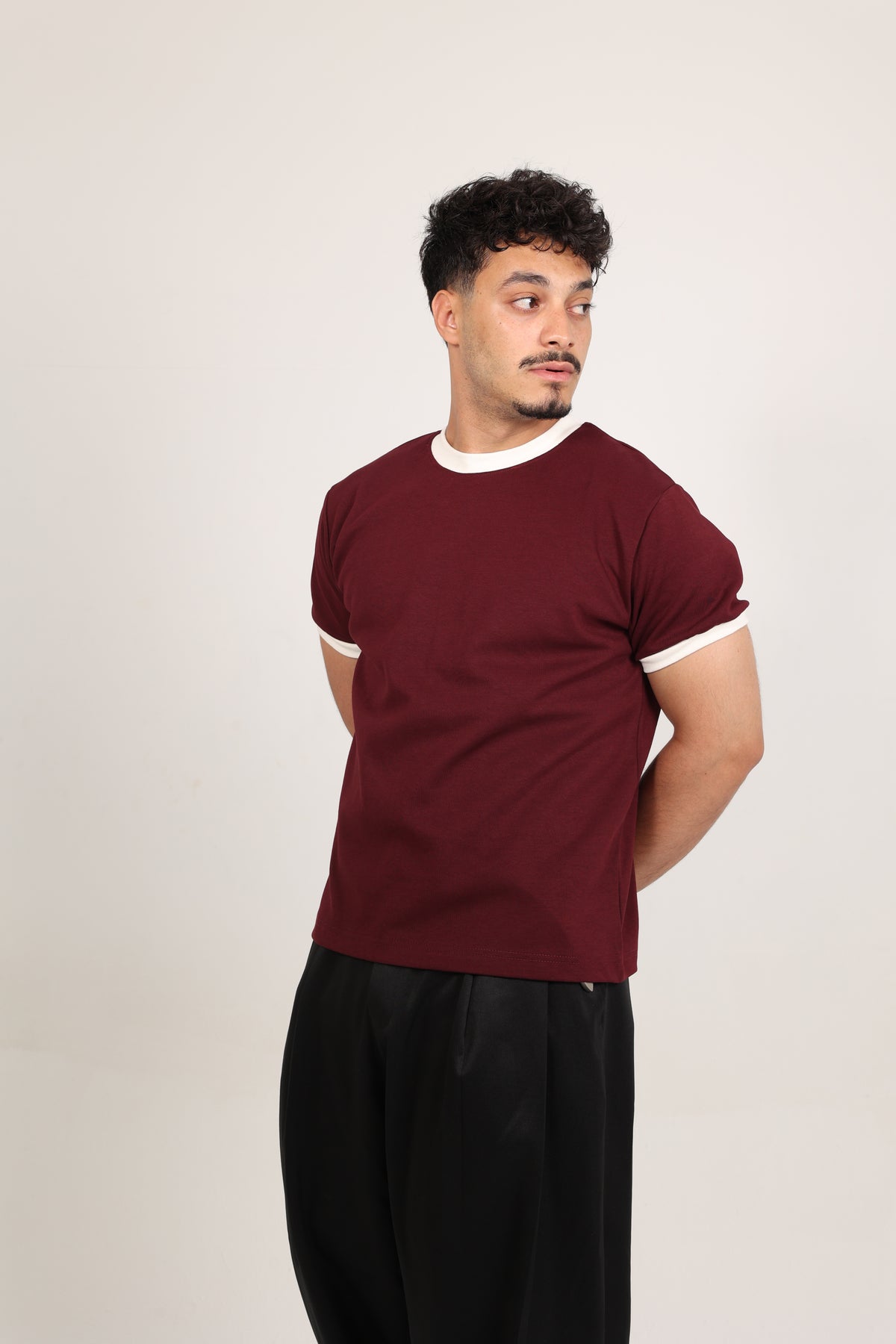 Ringer Tee Burgundy x White