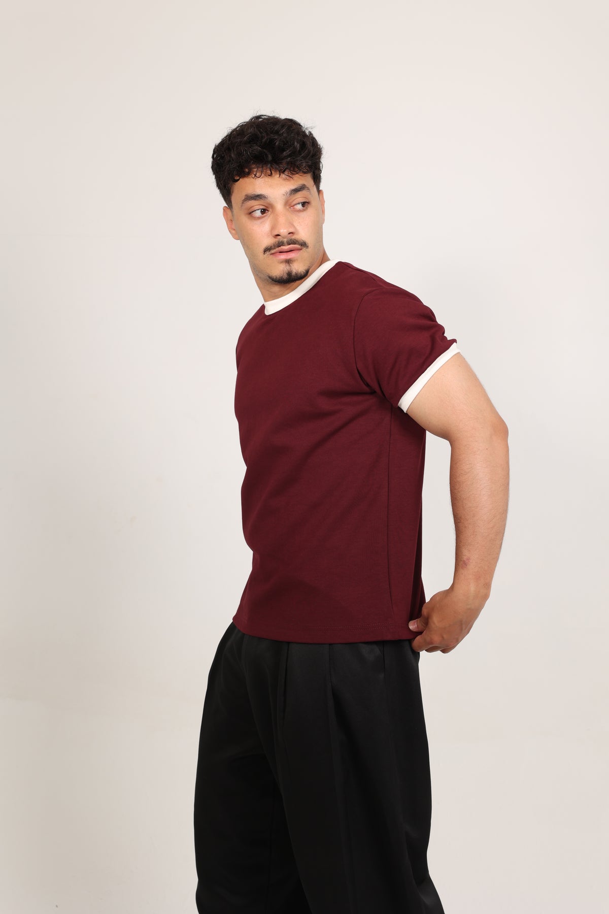 Ringer Tee Burgundy x White