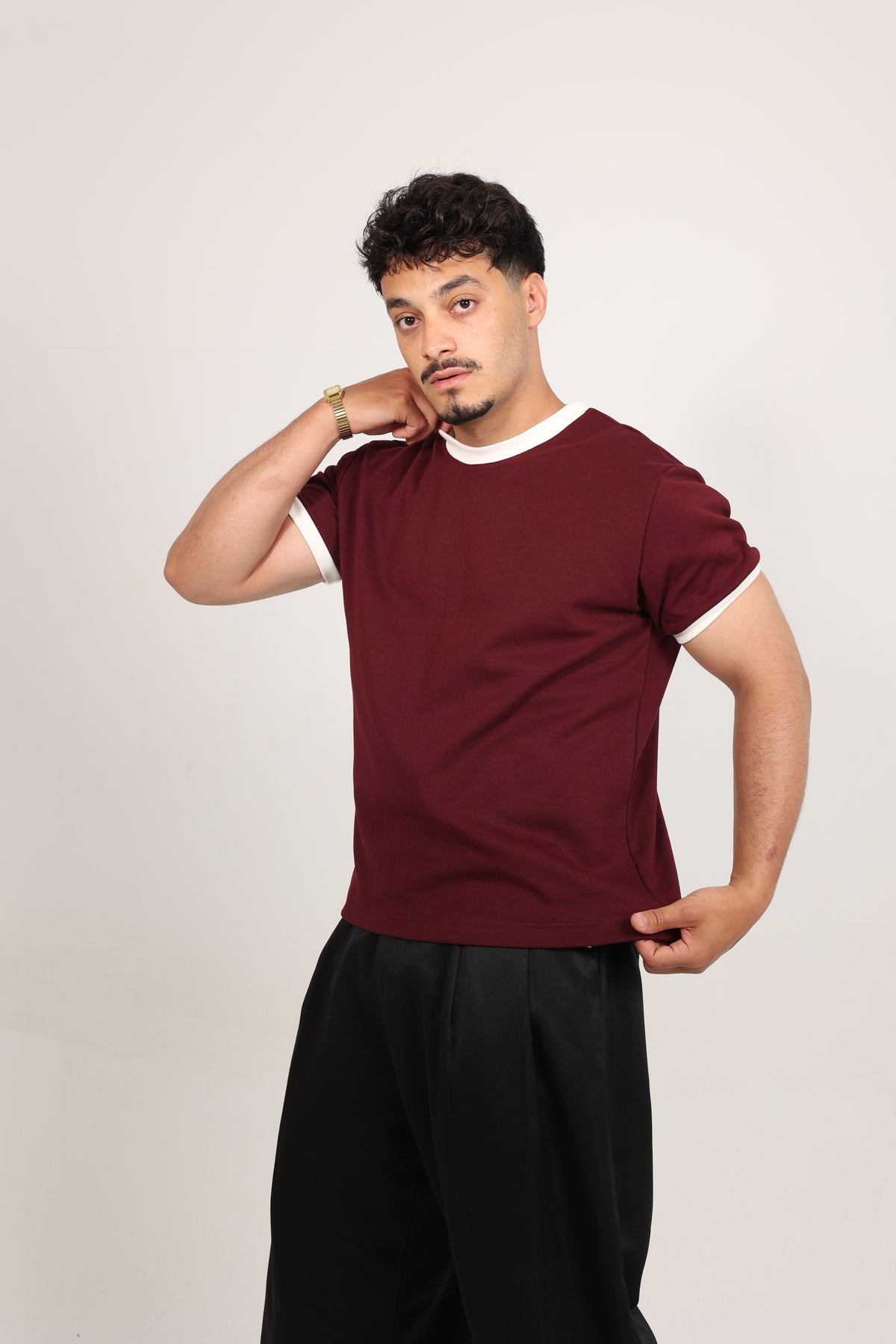 Ringer Tee black x White