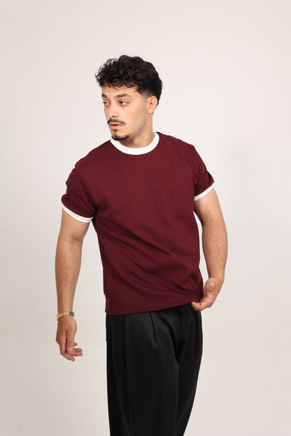 Ringer Tee Burgundy x White