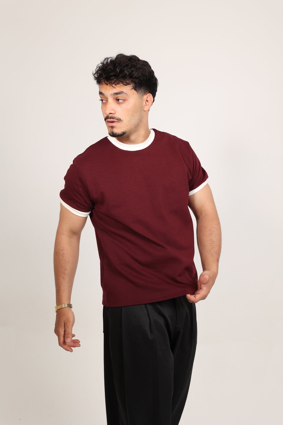 Ringer Tee Burgundy x White