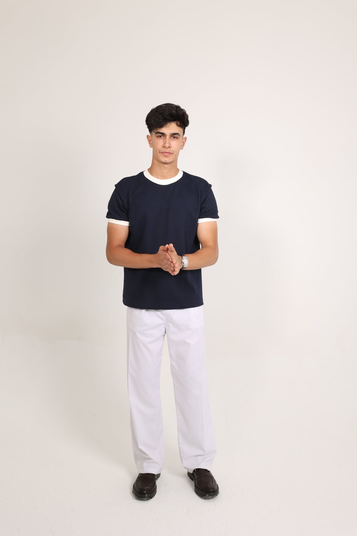 Ringer Tee Navy x White