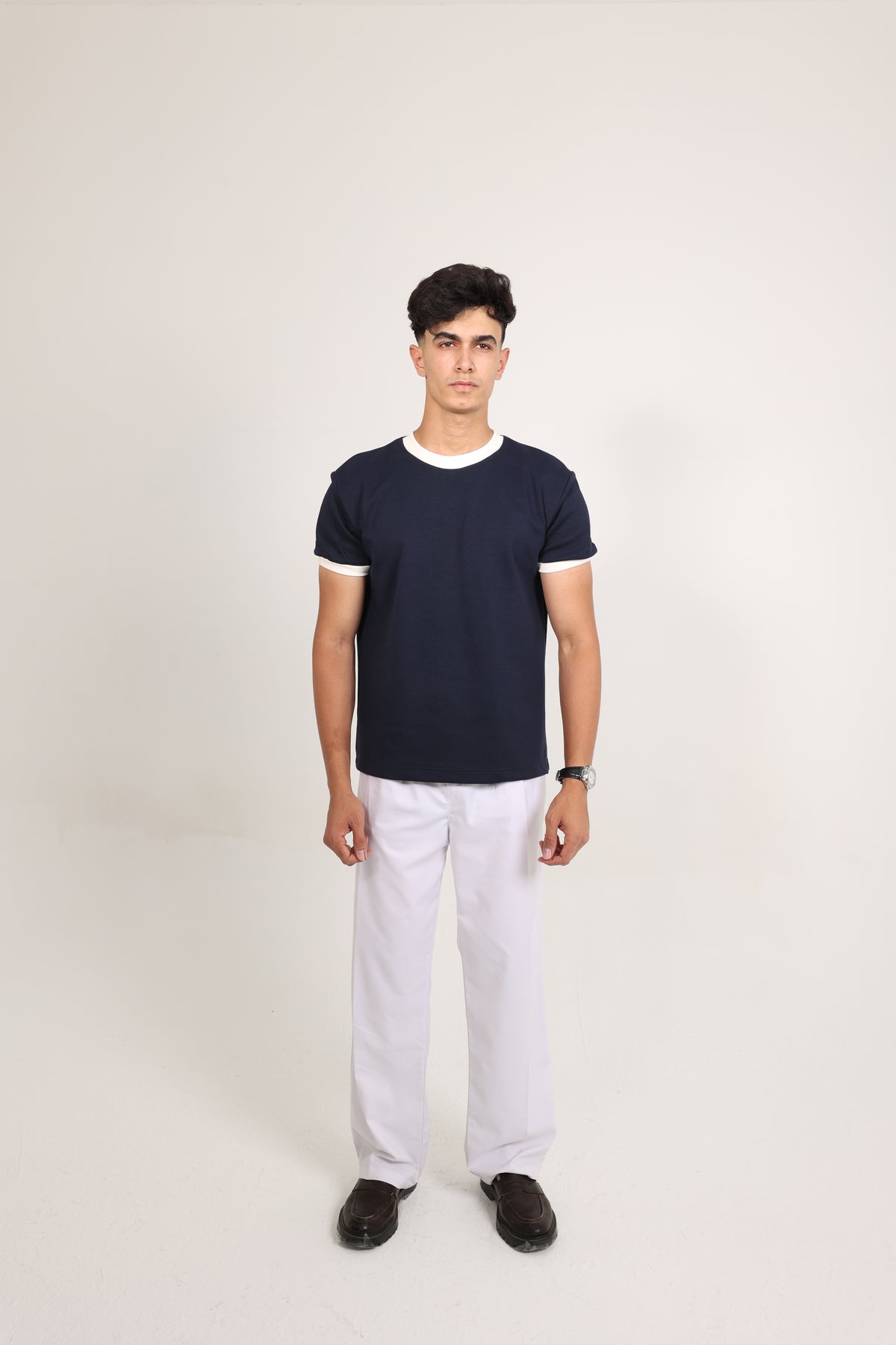 Ringer Tee Navy x White