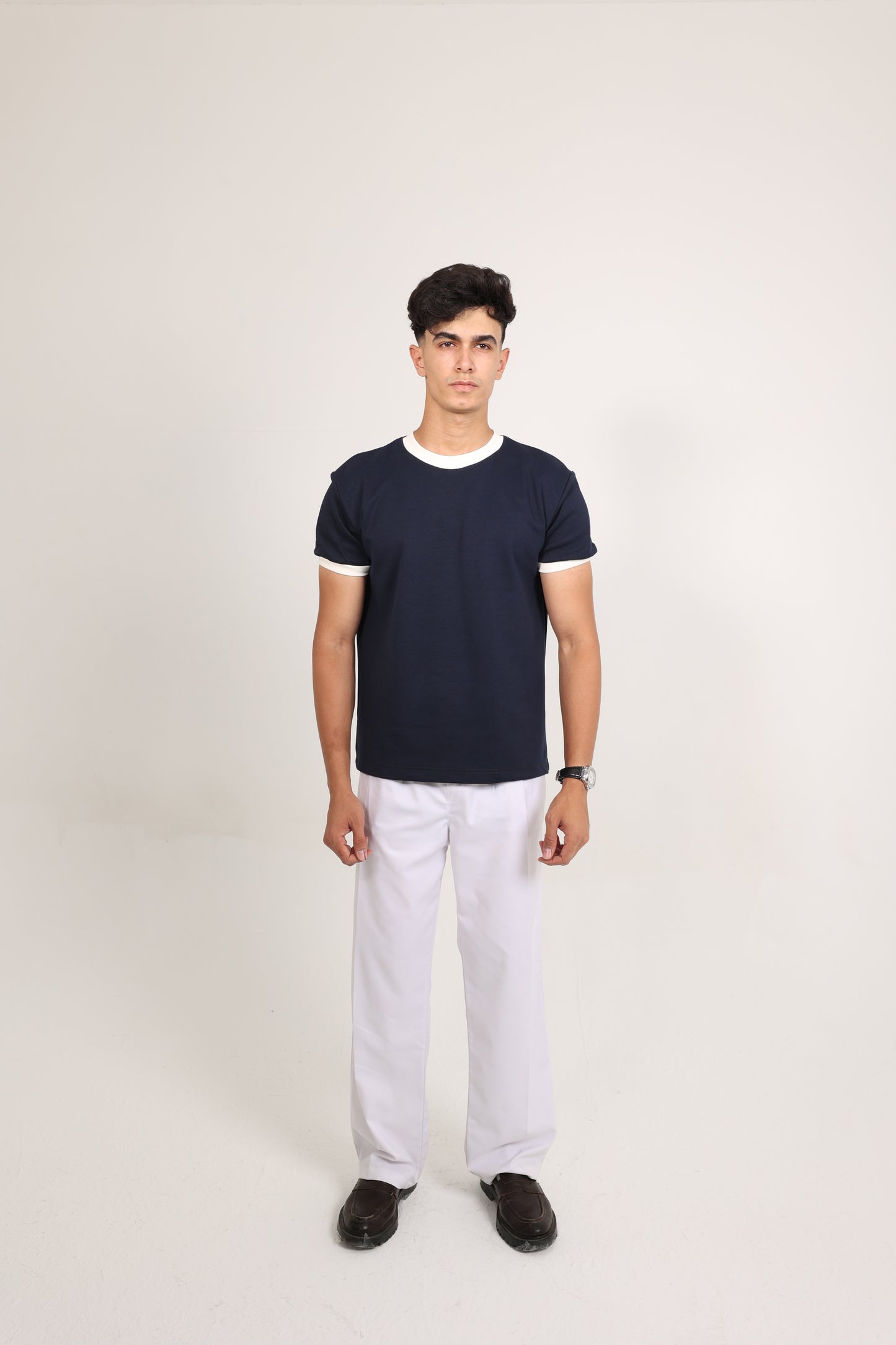 Ringer Tee Navy x White