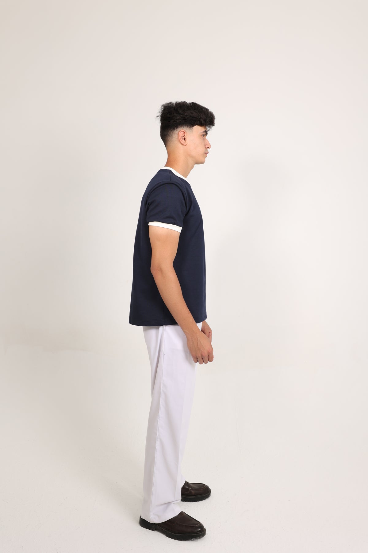 Ringer Tee Navy x White