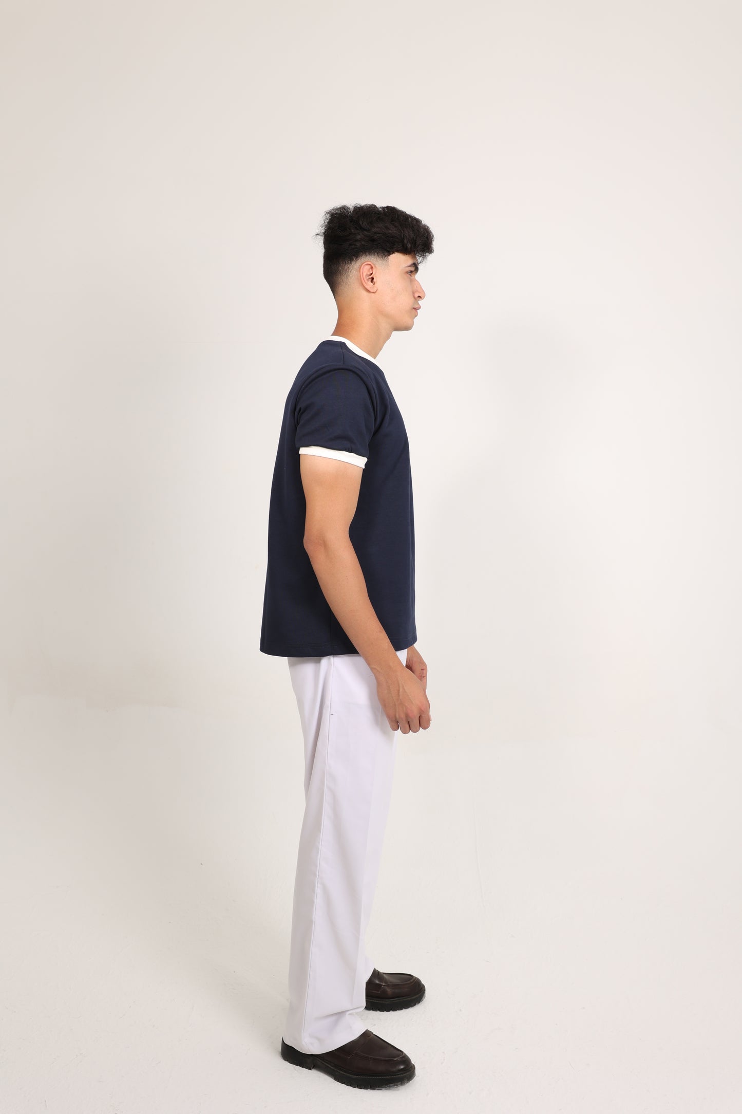 Ringer Tee Navy x White