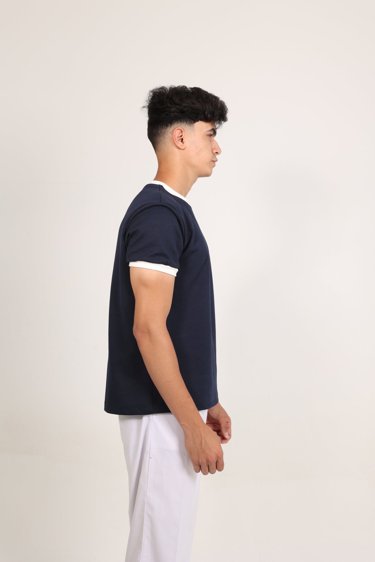 Ringer Tee Navy x White