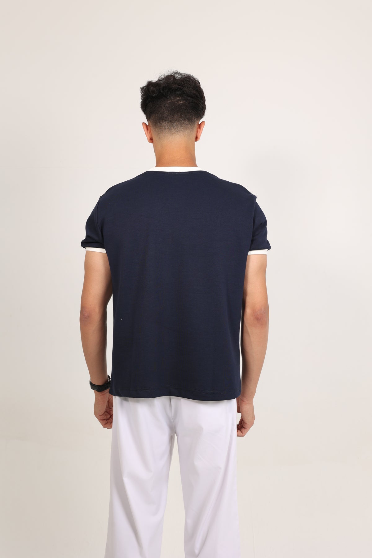 Ringer Tee Navy x White