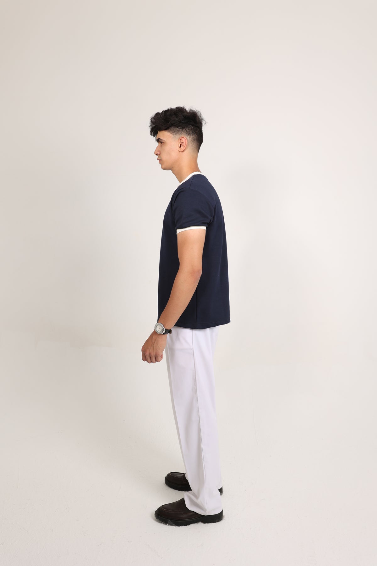 Ringer Tee Navy x White