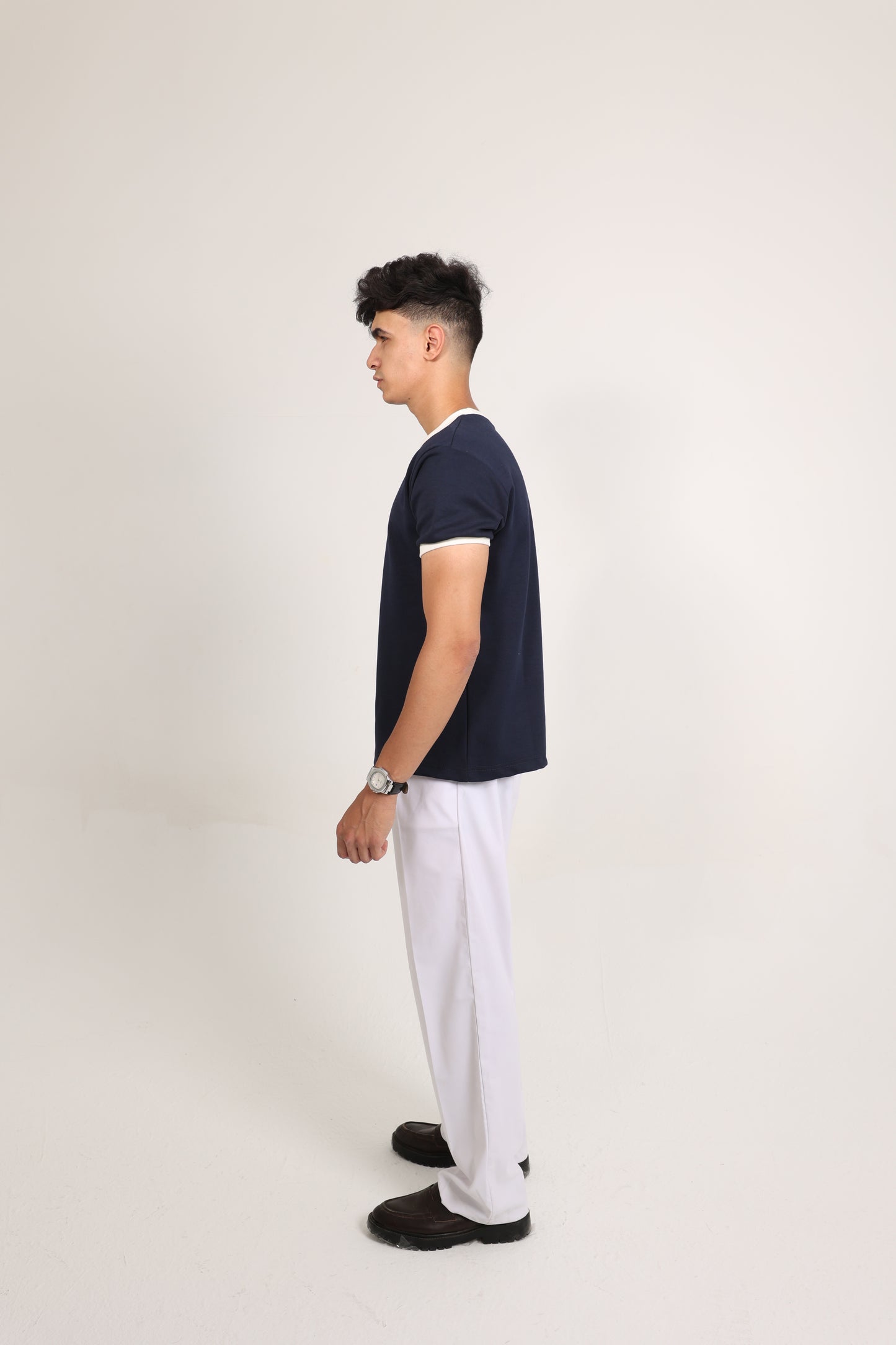 Ringer Tee Navy x White