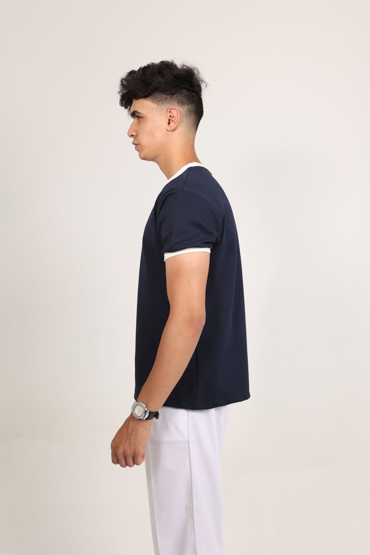 Ringer Tee Navy x White