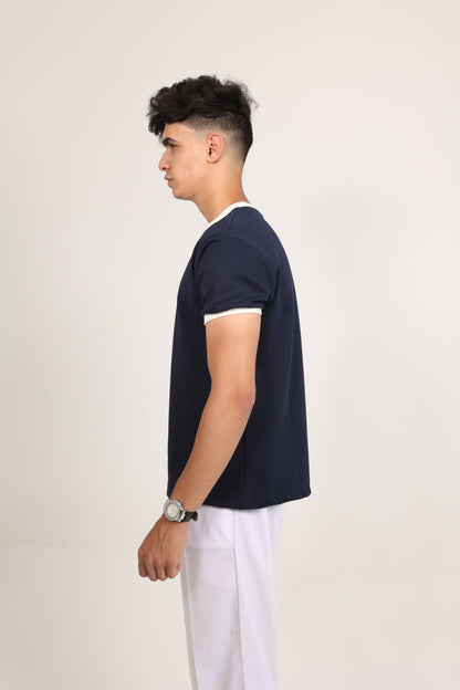 Ringer Tee Navy x White