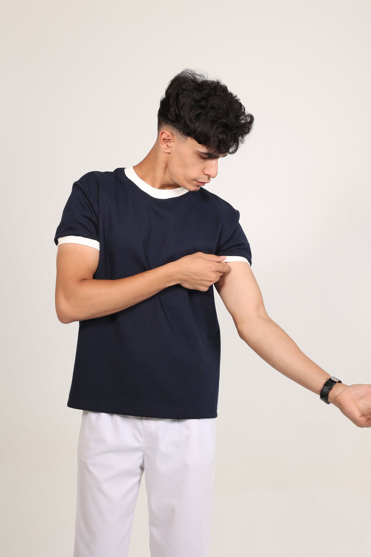 Ringer Tee Navy x White