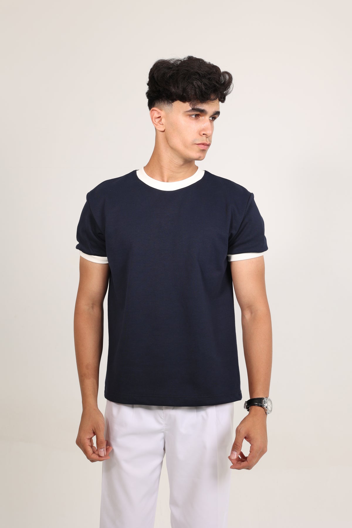 Ringer Tee Navy x White