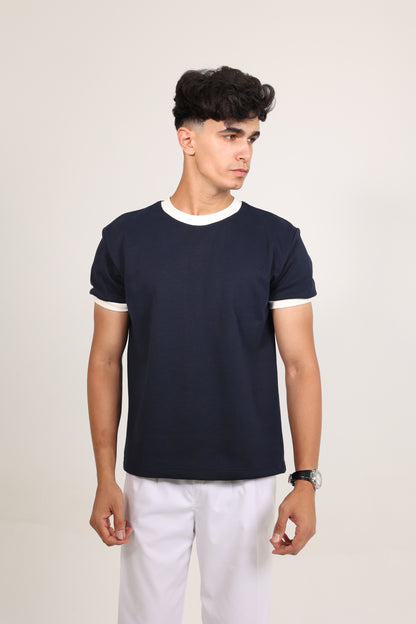 Ringer Tee Navy x White