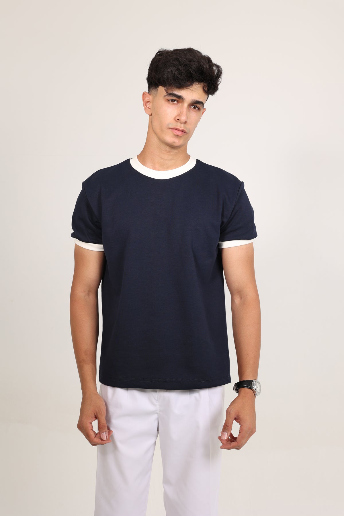 Ringer Tee Navy x White