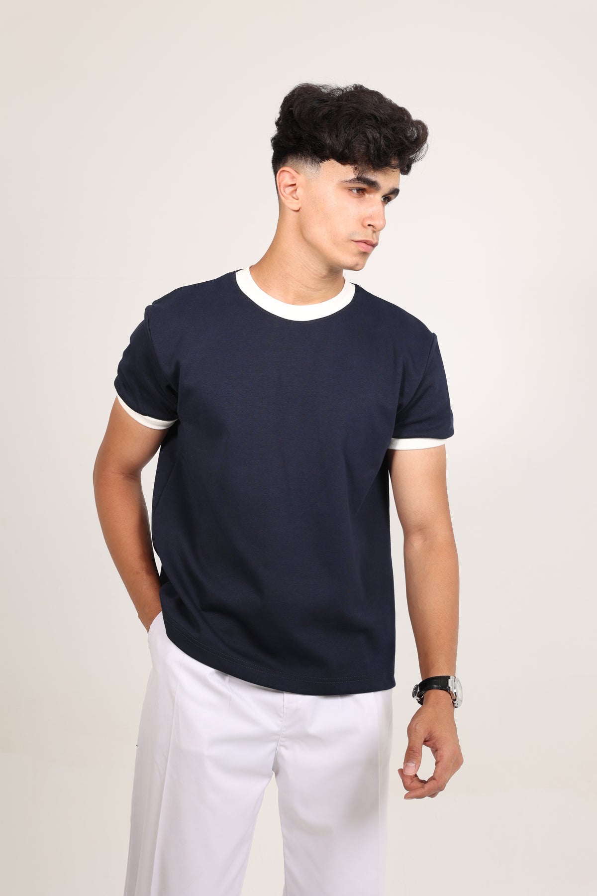 Ringer Tee black x White
