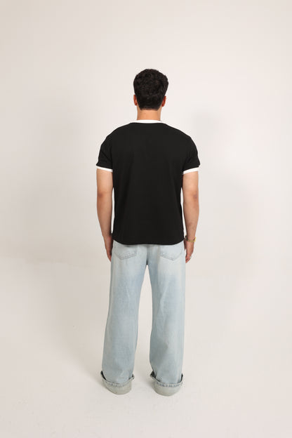 Ringer Tee black x White