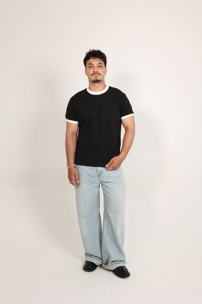 Ringer Tee black x White