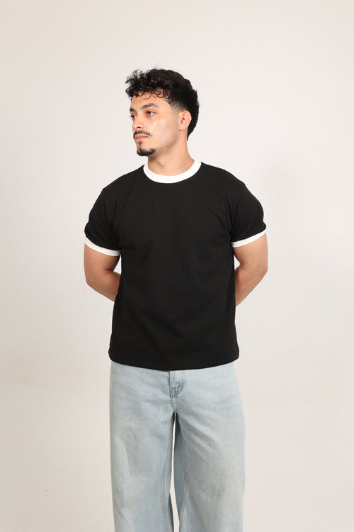 Ringer Tee black x White