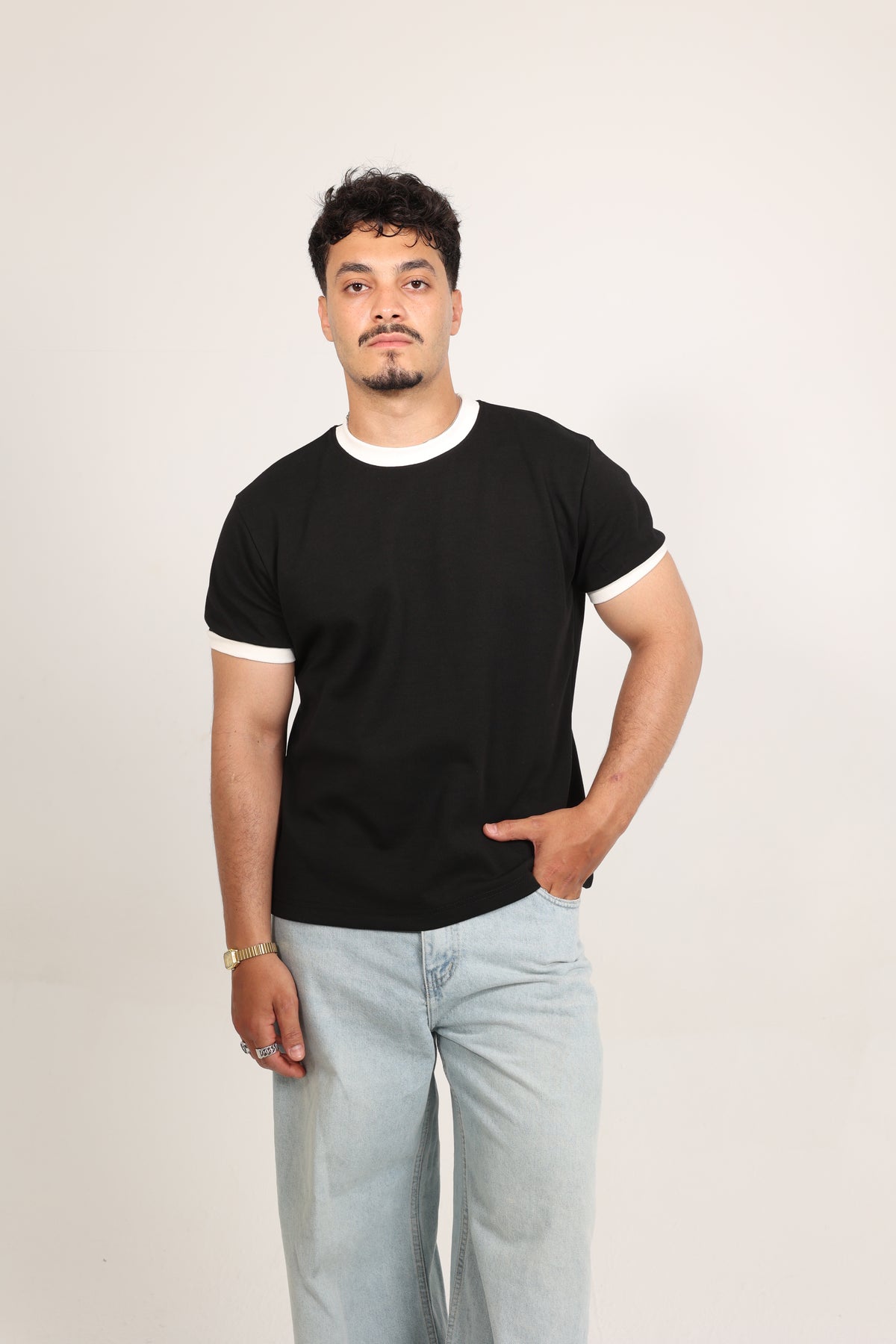 Ringer Tee black x White