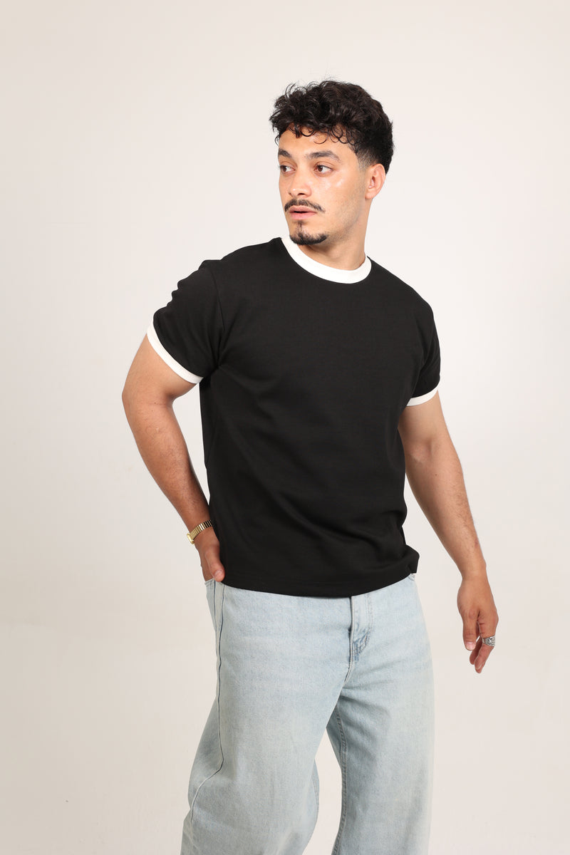 Ringer Tee black x White