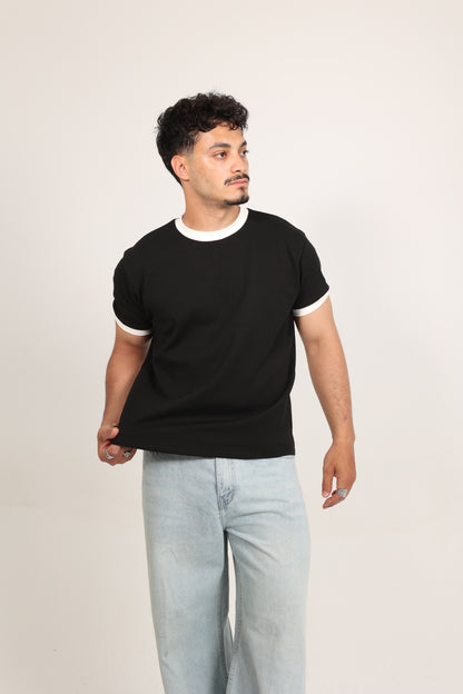 Ringer Tee black x White