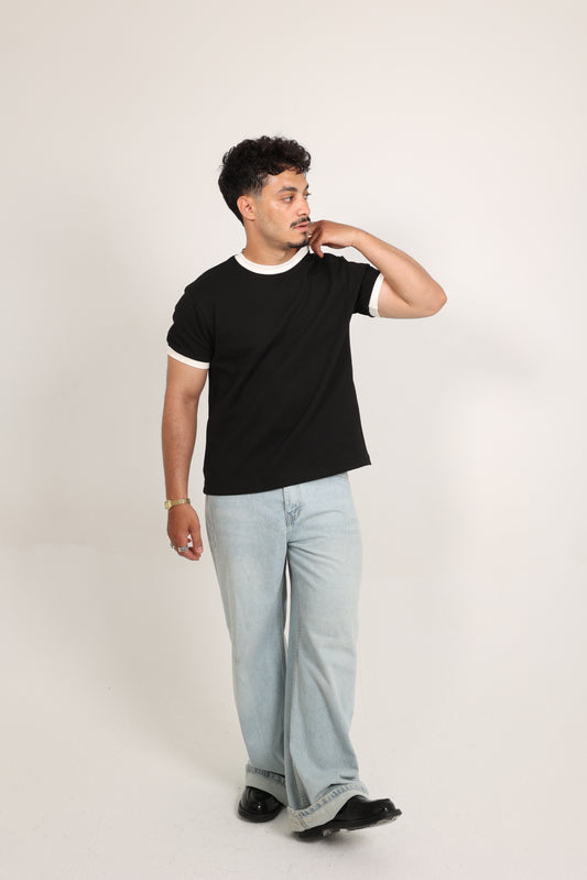 Ringer Tee black x White
